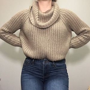 Tan Cowl Neck Sweater